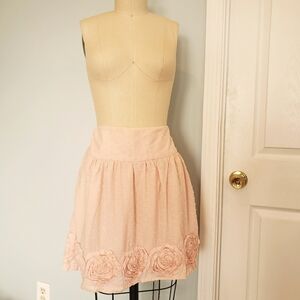 Y2K Pink Cotton Mini Skirt with Rosette Accent, M